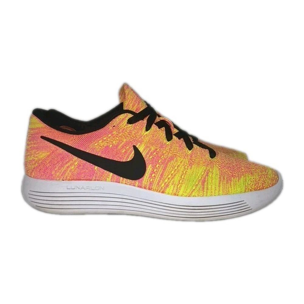 Nike Lunarlon Low Flyknit Women's Size 8 Pink Yellow Running Shoes Run Easy